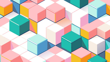 Naklejka premium Abstract Colorful Geometric Cube Pattern Background