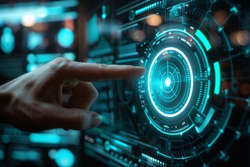 The futuristic corporate certification mark indicates a businesss pledge to uphold stringent standards and practices