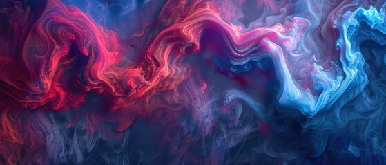 Abstract colorful smoke art blending red and blue hues, creating a mesmerizing visual effect suitable for backgrounds and creative designs.