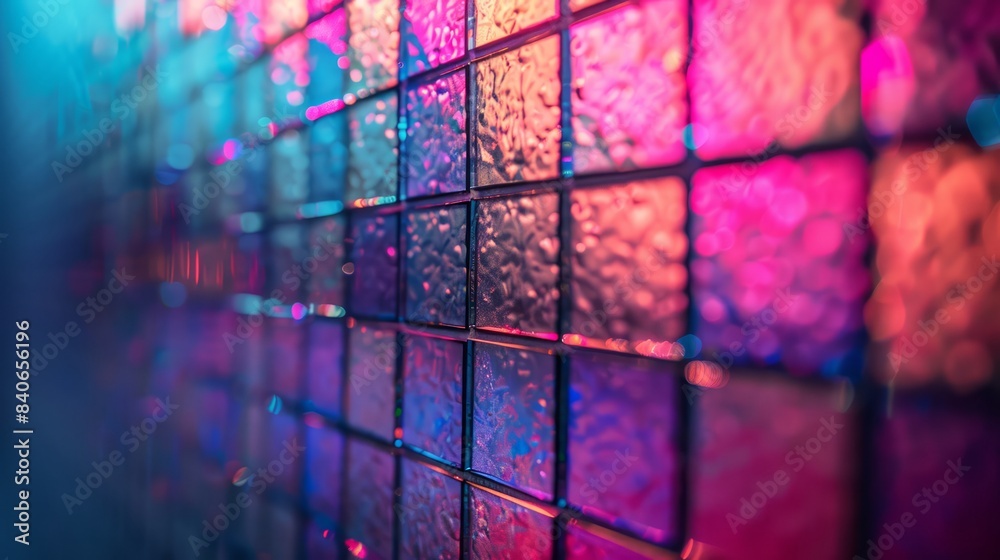 Poster A wall with a colorful pattern of squares