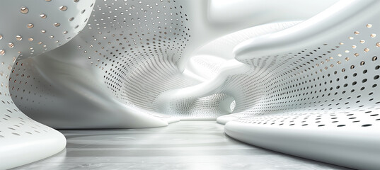 Glowing White Abstract Futuristic Design for Technology Concept.