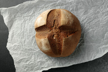 beautiful homemade raisin bread on parchment