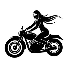 Lady biker Silhouette Vector Illustration