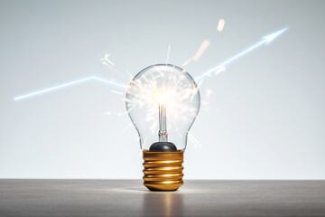 A lightbulb with sparks and light streaks radiating from it, symbolizing a new idea or inspiration...