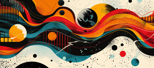 Futuristic Geometric Shapes in Vibrant Color Palette - Modern Abstract Design Concept