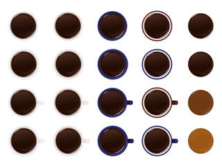 真上から見たコーヒーのイラスト素材セット