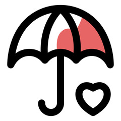 vector icon umbrella, heart, love, protection, safe, insurance