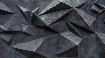 Fototapeta premium Abstract black geometric surface with textured and angular shapes, creating a modern and sophisticated look. Ideal for contemporary design themes.