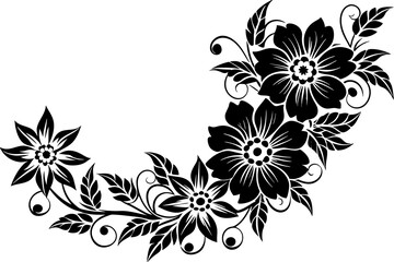 ornament black flowers vector illustration