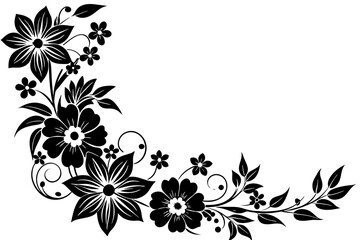 ornament black flowers vector illustration