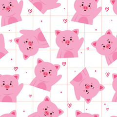 seamless pattern cartoon pig. cute animal wallpaper for textile, gift wrap paper