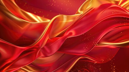 Obraz premium A detailed view of red and gold fabric pattern, perfect for textile or design projects