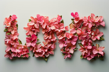 Fototapeta premium Romantic Blossoms: Love Letters in Pink