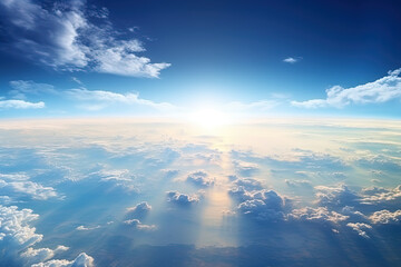 Earth horizon view from space. Satellite or plane view of the planet from stratosphere.