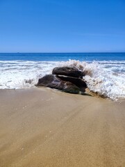 Ocean Waves Crashing Against Coastal Rocks

