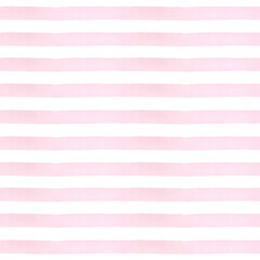 Seamless pink stripes background. Watercolor hand drawn pattern pink pastel colors for fabric texture, wallpaper, home decor prints