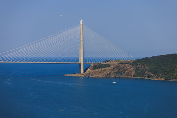 Obraz premium Sea views of the Bosphorus. Large bridges near the city of Istanbul.