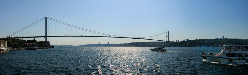 Sea views of the Bosphorus. Large bridges near the city of Istanbul.