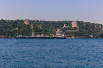 Sea views of the Bosphorus. Large bridges near the city of Istanbul.