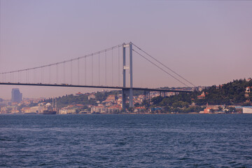 Obraz premium Sea views of the Bosphorus. Large bridges near the city of Istanbul.