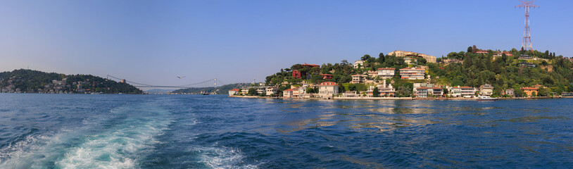 Obraz premium Sea views of the Bosphorus. Large bridges near the city of Istanbul.
