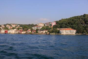 Sea views of the Bosphorus. Large bridges near the city of Istanbul.