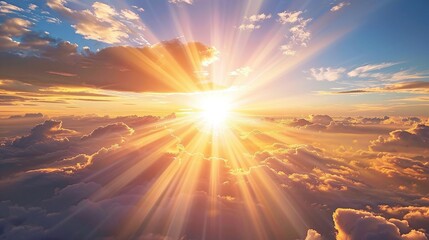 Fototapeta premium Majestic sun rays breaking through clouds