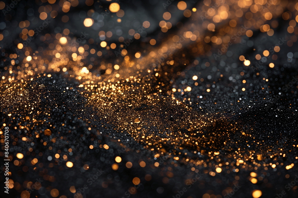 Canvas Prints black and gold glittering abstract background with bokeh lights