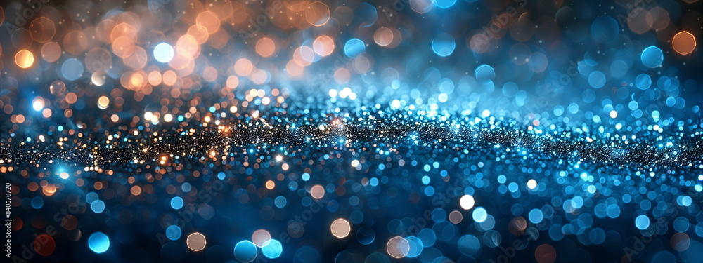 Canvas Prints abstract background with blue and orange bokeh lights