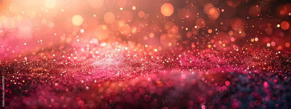 Poster abstract red and orange glitter bokeh background