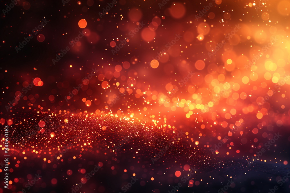 Sticker fiery, glowing bokeh lights with a warm, dynamic abstract background
