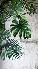 Tropical leaves and Trees Wallpaper design - 3D illustration. AI generated illustration