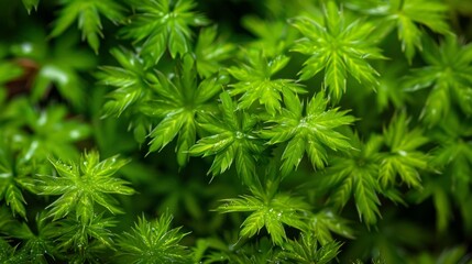 A detail shot of velvety moss revealing the individual soft and pliable leaves that make up its intricate structure