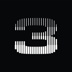 Number 3 with Abstract Line Pattern