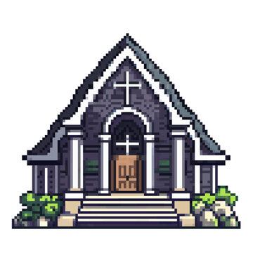 pixelated church building with cross clip art preview