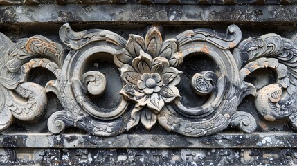 Intricate patterns and designs resembling a piece of fine artwork rather than a simple slab of stone