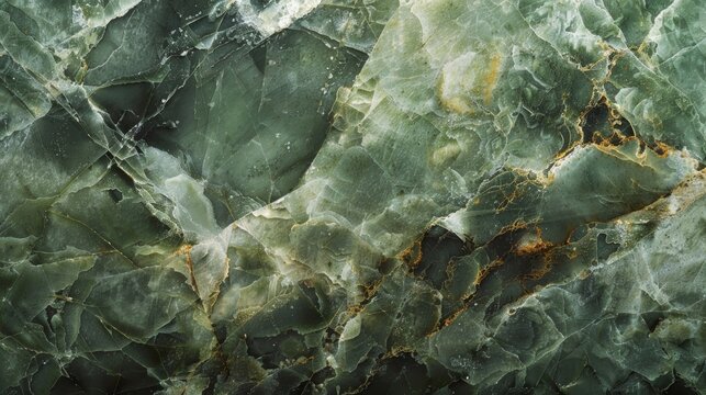 A textured view of a large smooth jade stone casting a subtle sheen in shades of deep forest green and earthy moss