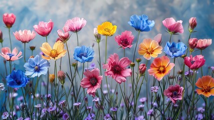 Naklejka premium Delicate Set of Wildflowers Illustrated in Watercolor, Displayed Over a White Background