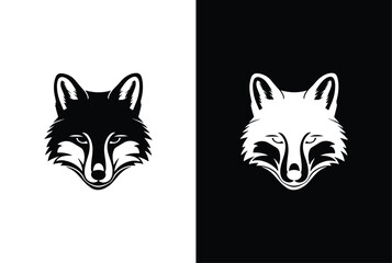 Fox head icon. fox silhouette isolated on white black background. Fox silhouette isolated vector images of wild animals