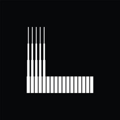 Letter L Monogram Logo Icon Geometric Vertical Stripe Lines