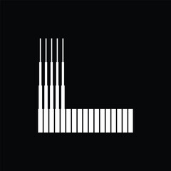 Letter L Logo with Vertical Halftone Line Pattern