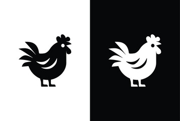 Simple chicken icon illustration design, cute hen symbol. Chicken Icon Flat Graphic Design