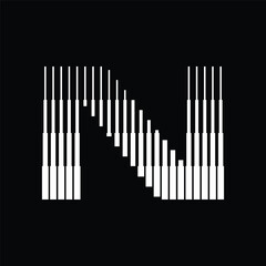 Letter N Logo with Abstract Line Pattern