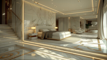 Elegant Marble-Integrated Bedroom Design