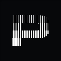 Letter P Logo with Abstract Line Pattern