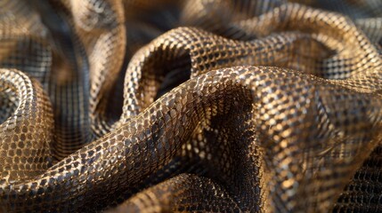 Fototapeta premium With a closeup look the metallic mesh fabric reveals a surprising softness with small intricate details woven throughout the material