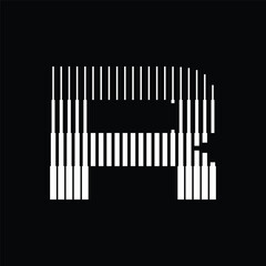 Letter R Logo with Abstract Line Pattern