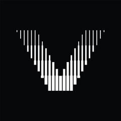 Letter V Logo with Abstract Line Pattern