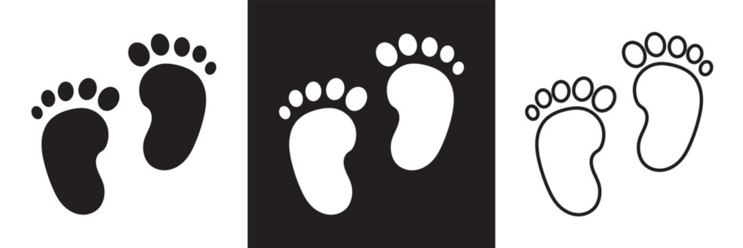 Baby footprint silhouettes. Baby feet vector icon. Newborn barefoot icons. footprint, newborn, kids feet sign. Vector 10 eps.