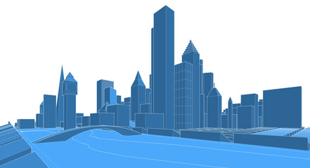  modern city panorama 3d illustration